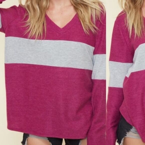 Brushed Knit Colorblock Top‎ - Picture 10 of 12